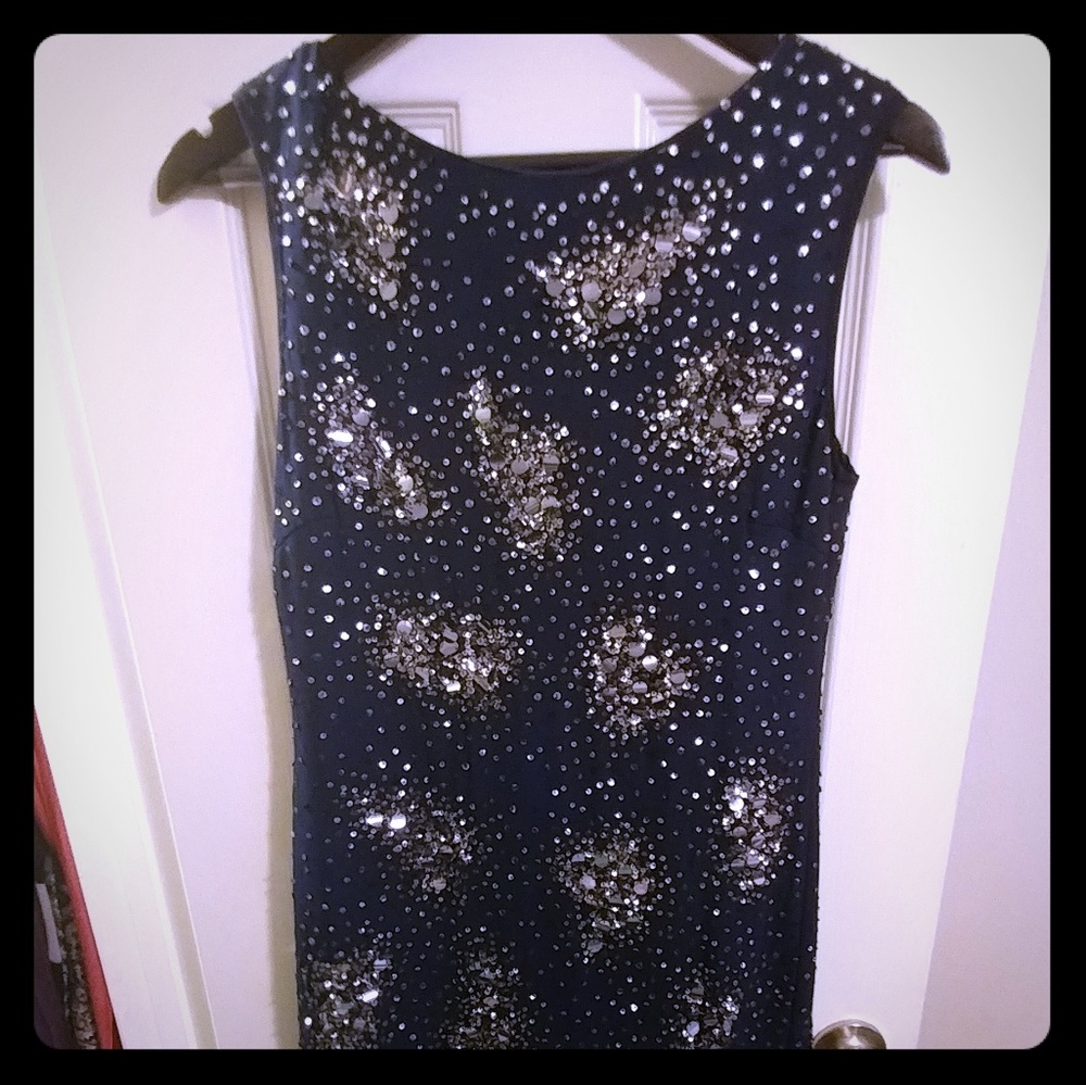Badgley Mischka Navy Sheath